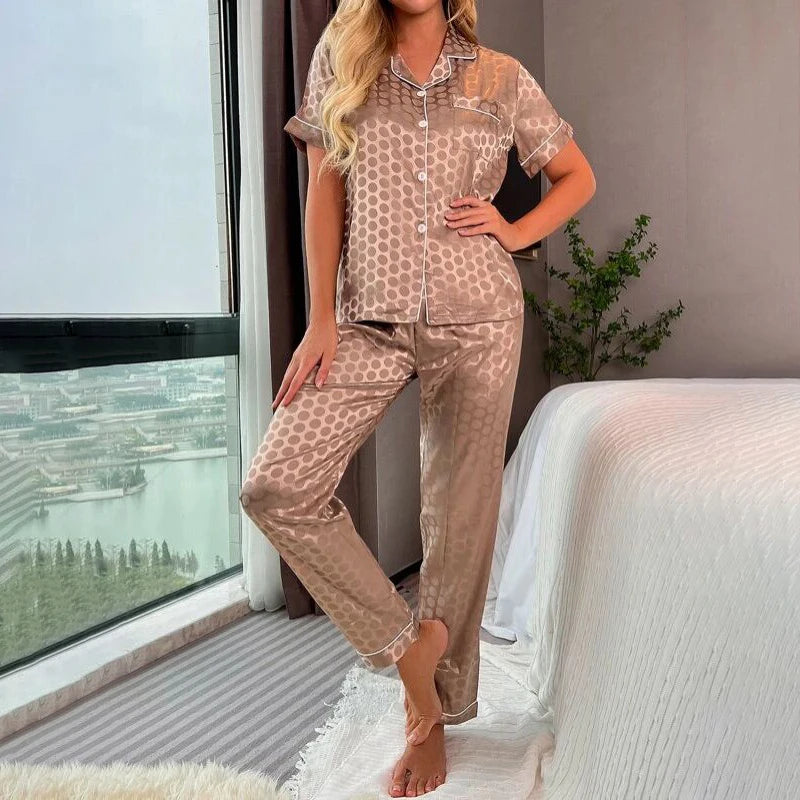 Women's Satin Pajama 2 Piece Outfits