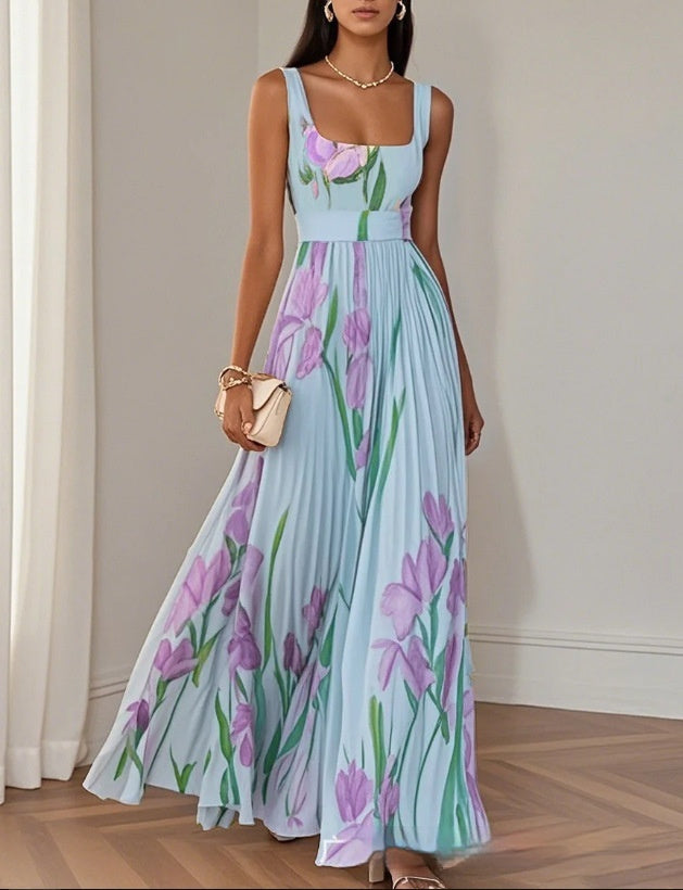 Pleated Printing Dress