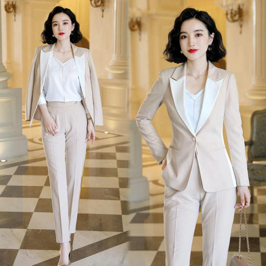 Fashion Simple Women's Color Matching Suit Trousers