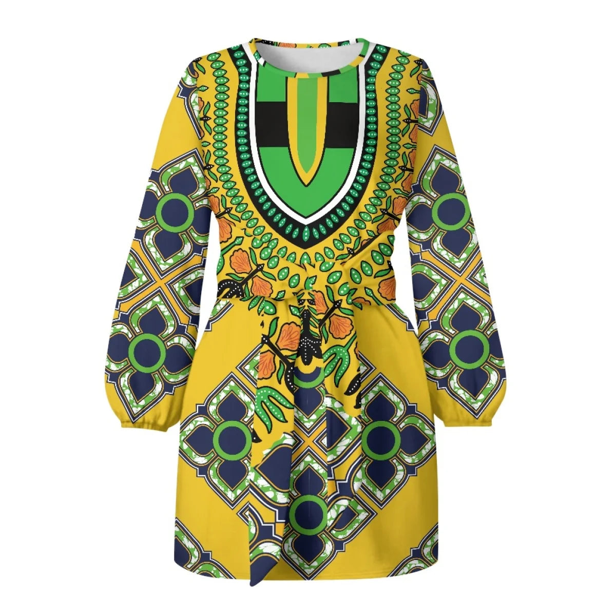 O neck women trumpet sleeve dress Polynesian tropical style women formal elegant evening dress 2025