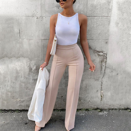 Casual Pants New Fashionable Slim Fit High Waist Wide Leg Women's Pants
