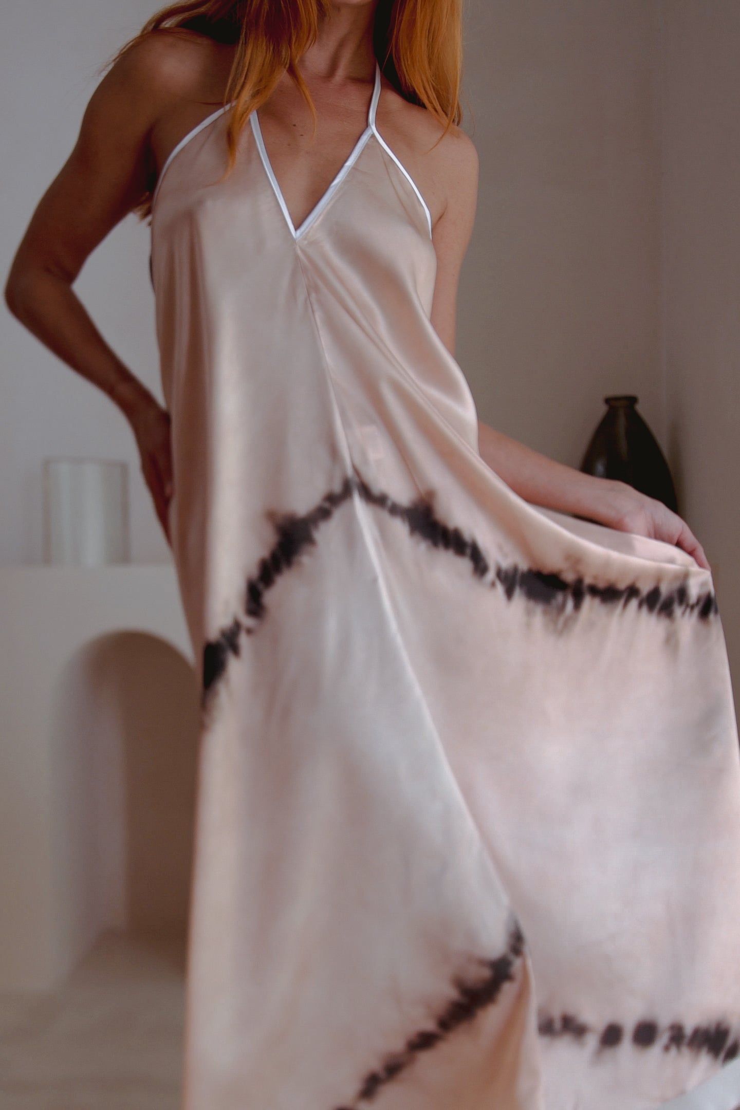 Altair Silk Halter Dress in Shibori