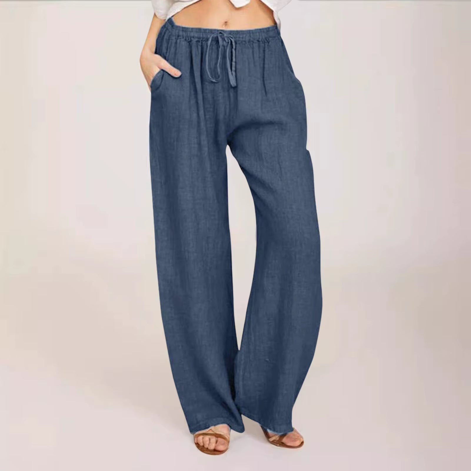 Dropshipping Cargo Pants Women Pants Strong Elastic Wide Leg Trousers Female Soft Joggers Sports Drawstring Straight Sweatpants